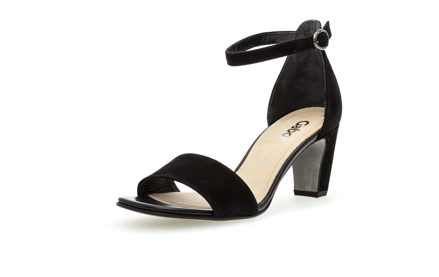 Gabor 21.790.17 Black Suede Heels with Open Toe & Ankle Strap