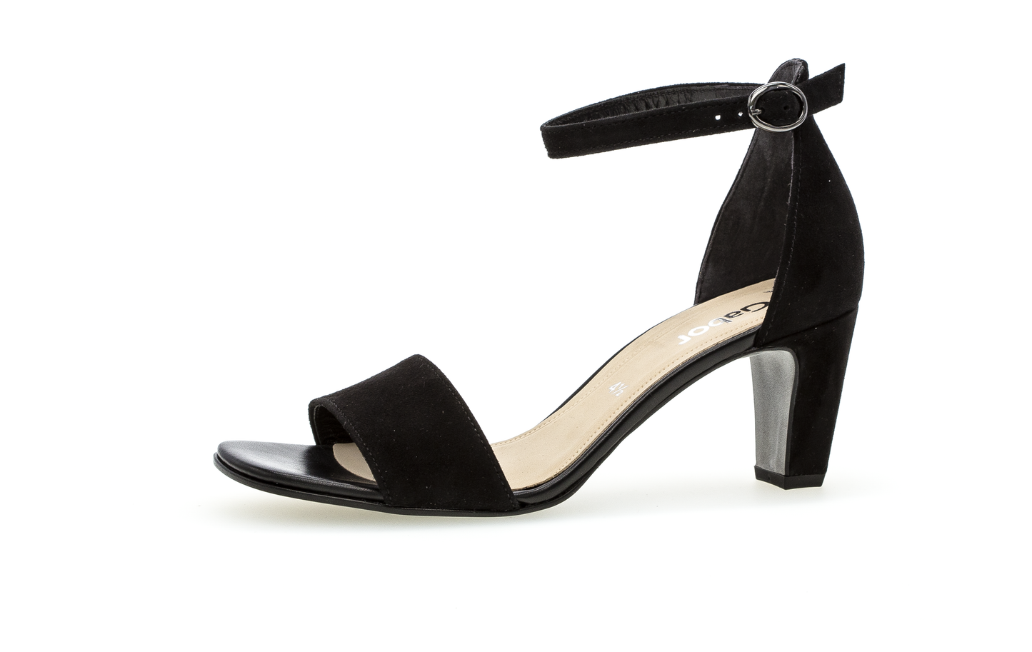 Gabor 21.790.17 Black Suede Heels with Open Toe & Ankle Strap
