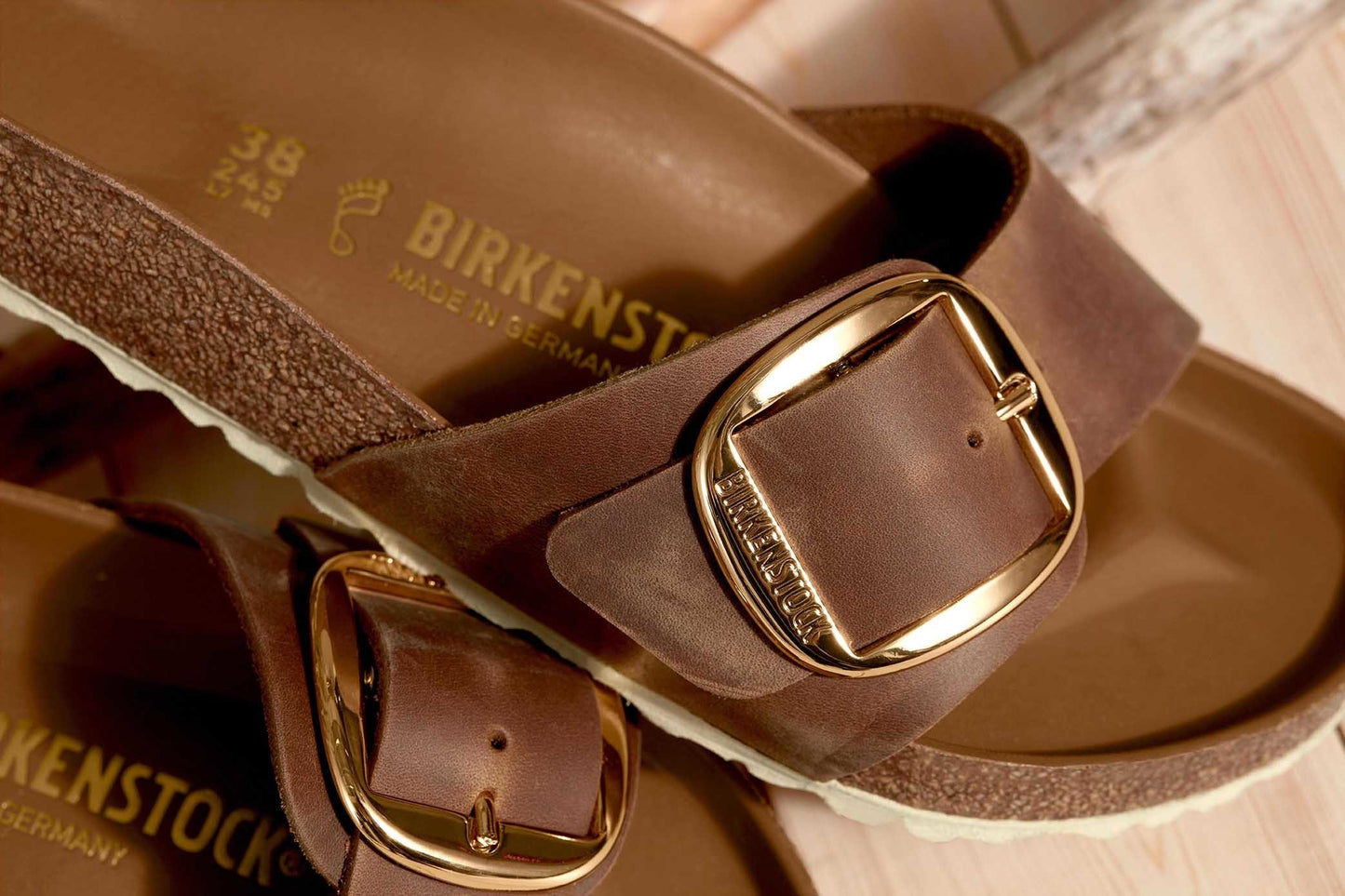 Birkenstock 1006525 Madrid Big Buckle Natural Leather Oiled Cognac Sandals