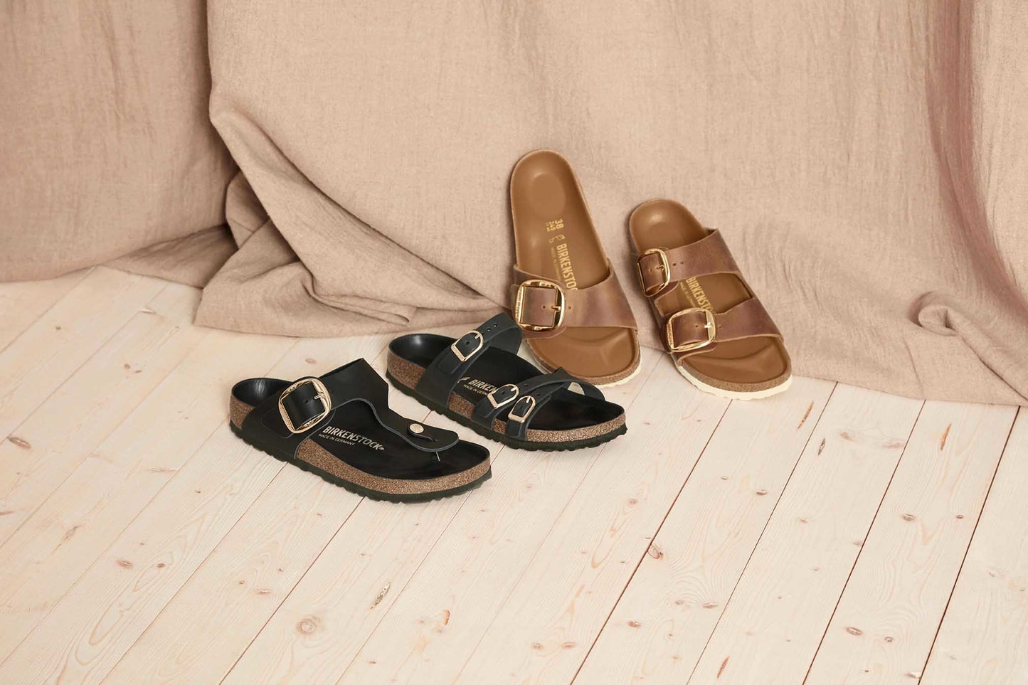 Birkenstock 1006525 Madrid Big Buckle Natural Leather Oiled Cognac Sandals