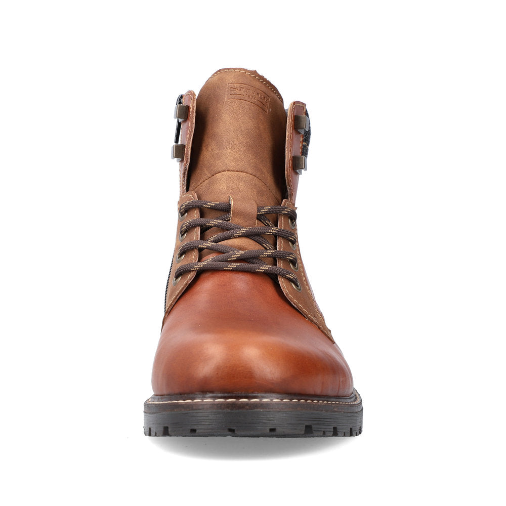 Rieker 32040-25 Tex Tan Brown Ankle Boots with Grey Cuff