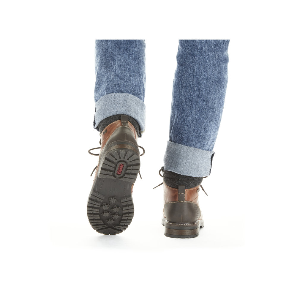 Rieker 32040-25 Tex Tan Brown Ankle Boots with Grey Cuff