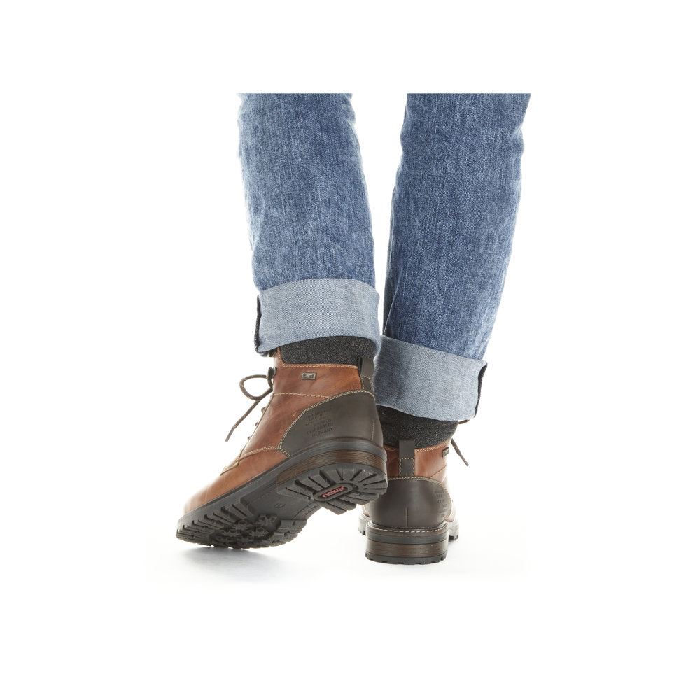 Rieker 32040-25 Tex Tan Brown Ankle Boots with Grey Cuff