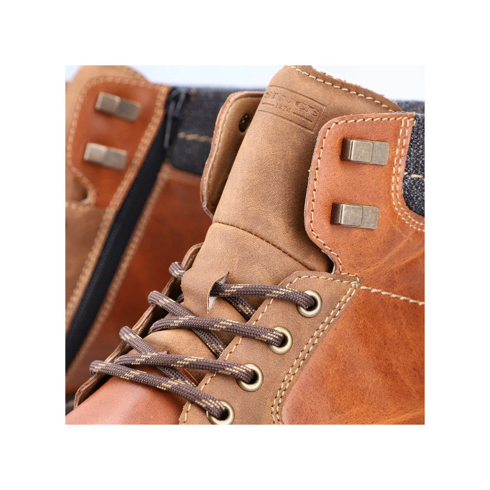 Rieker 32040-25 Tex Tan Brown Ankle Boots with Grey Cuff