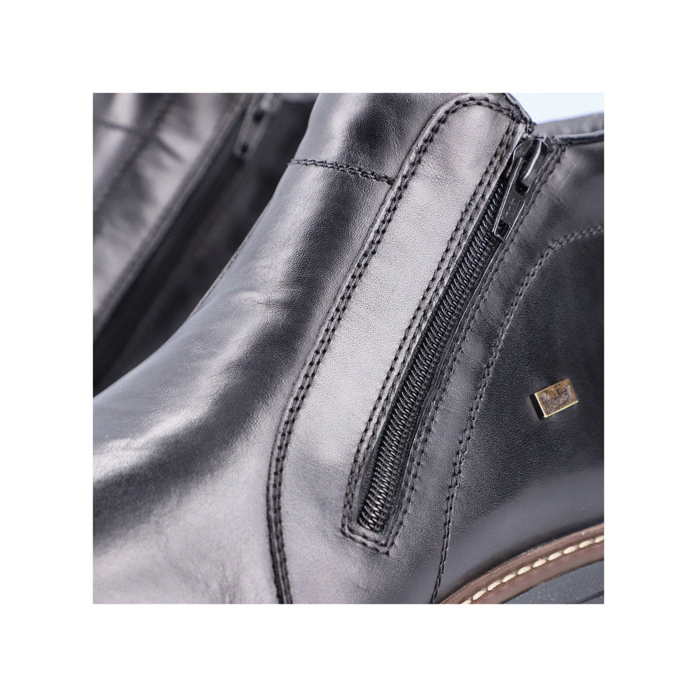 Rieker 33160-00 Tex Black Ankle Boots with 2 Zips
