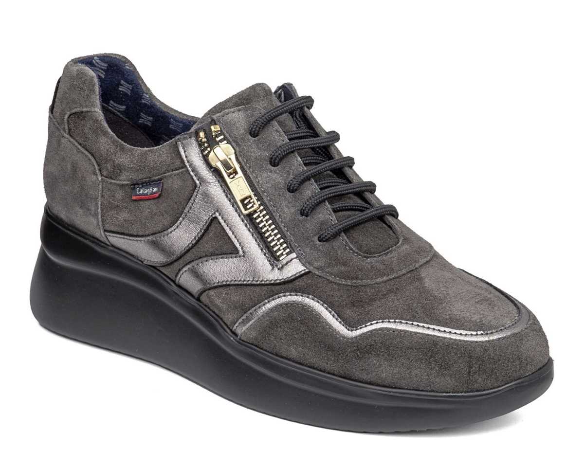 Callaghan 30008 Grey Wedge Sneakers with Zip & Lace