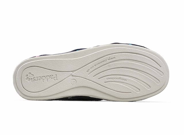 Padders Repose 406/4007 Navy Polka Slippers