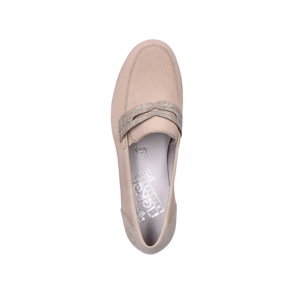 Rieker 41662-62 Beige Slip On Shoes with Block Heel