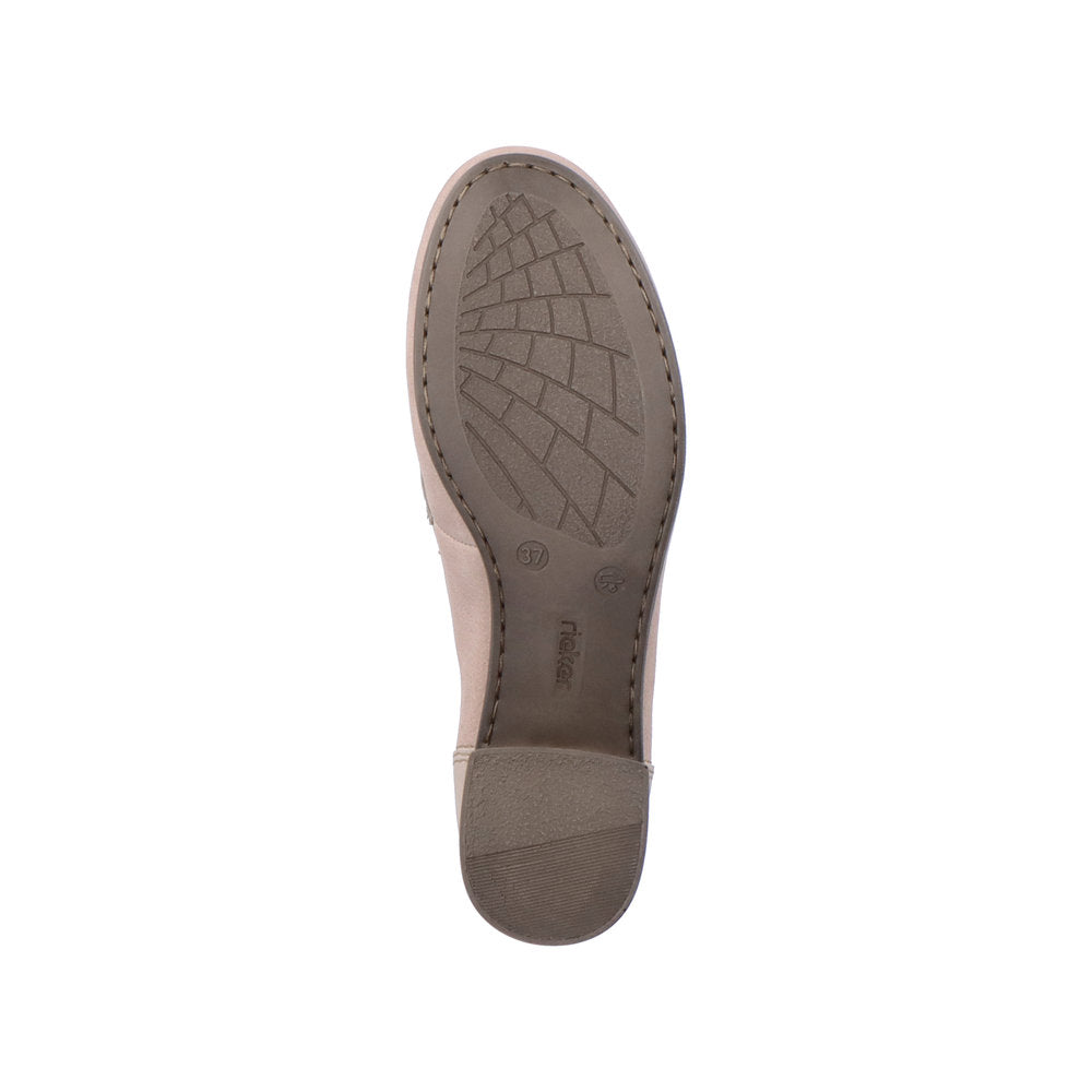 Rieker 41662-62 Beige Slip On Shoes with Block Heel