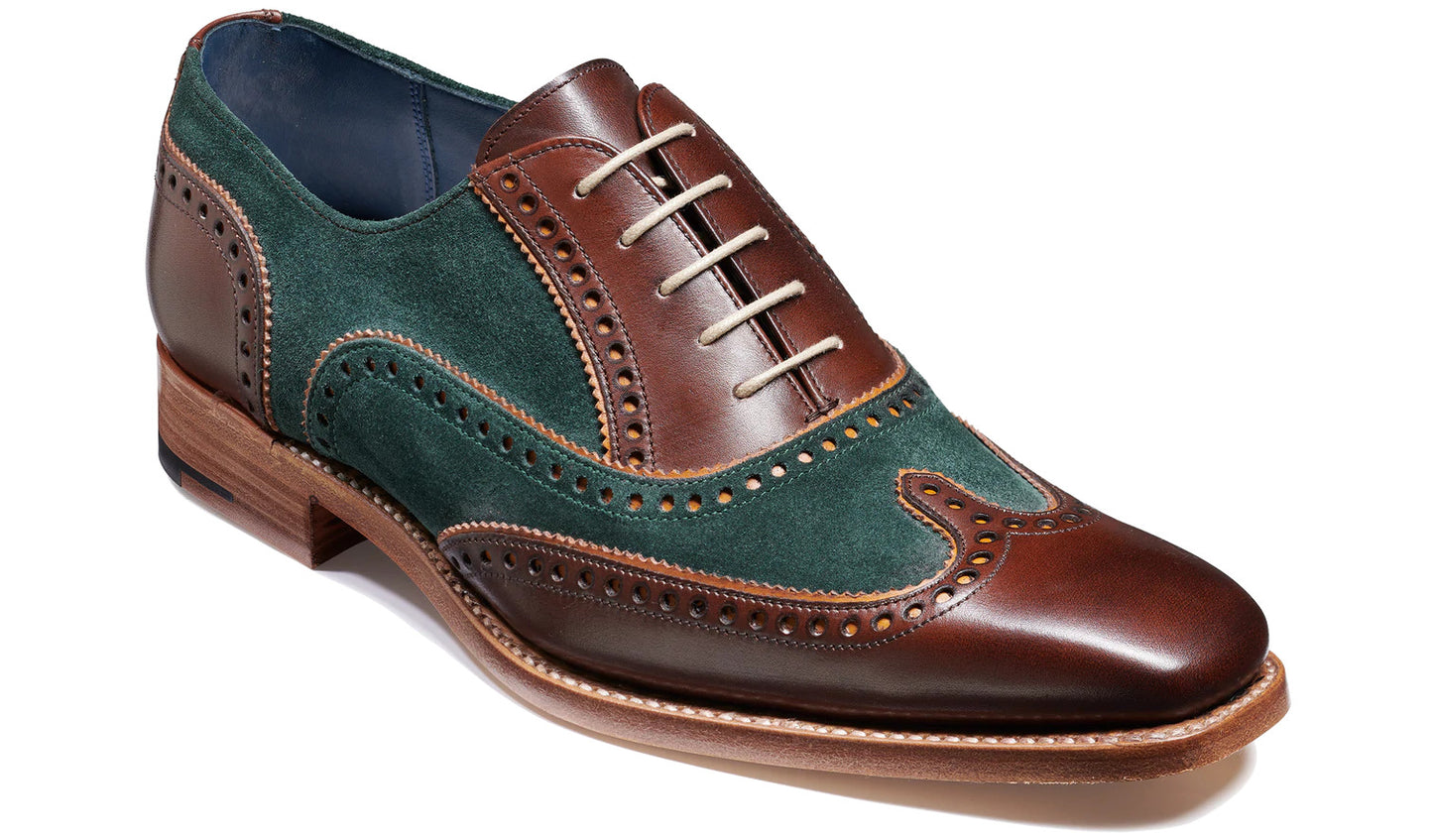 Barker 4676GW03 Spencer Walnut Calf Green Suede Brogue Shoes
