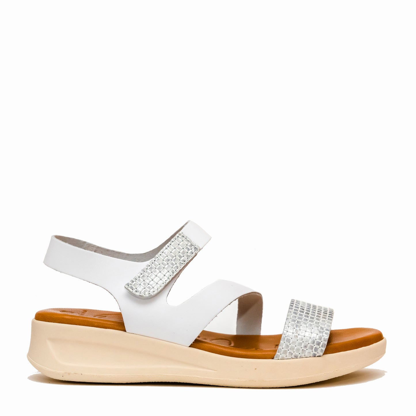 Oh My Sandals 5182 White Silver Combi Velcro Sandals