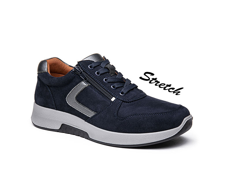 G Comfort 5188-2 Navy Stretch Sneakers with Zip