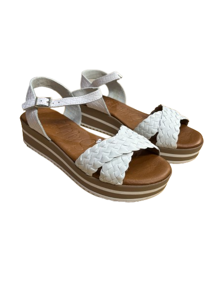 Oh My Sandals 5273TB White Weave Sandals