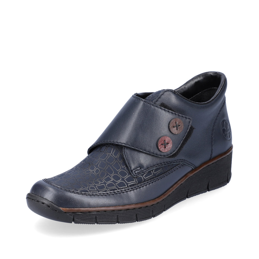 Rieker 53760-14 Navy Blue Velcro Wedge Shoes