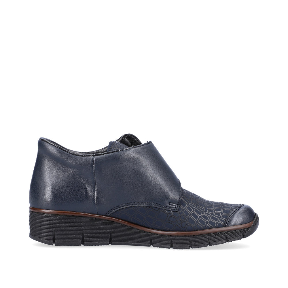 Rieker 53760-14 Navy Blue Velcro Wedge Shoes