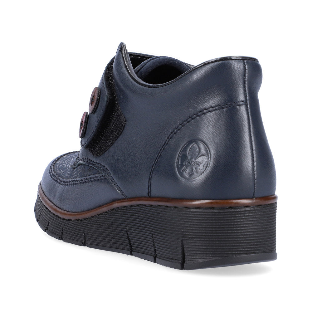 Rieker 53760-14 Navy Blue Velcro Wedge Shoes
