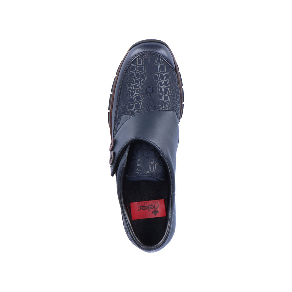 Rieker 53760-14 Navy Blue Velcro Wedge Shoes
