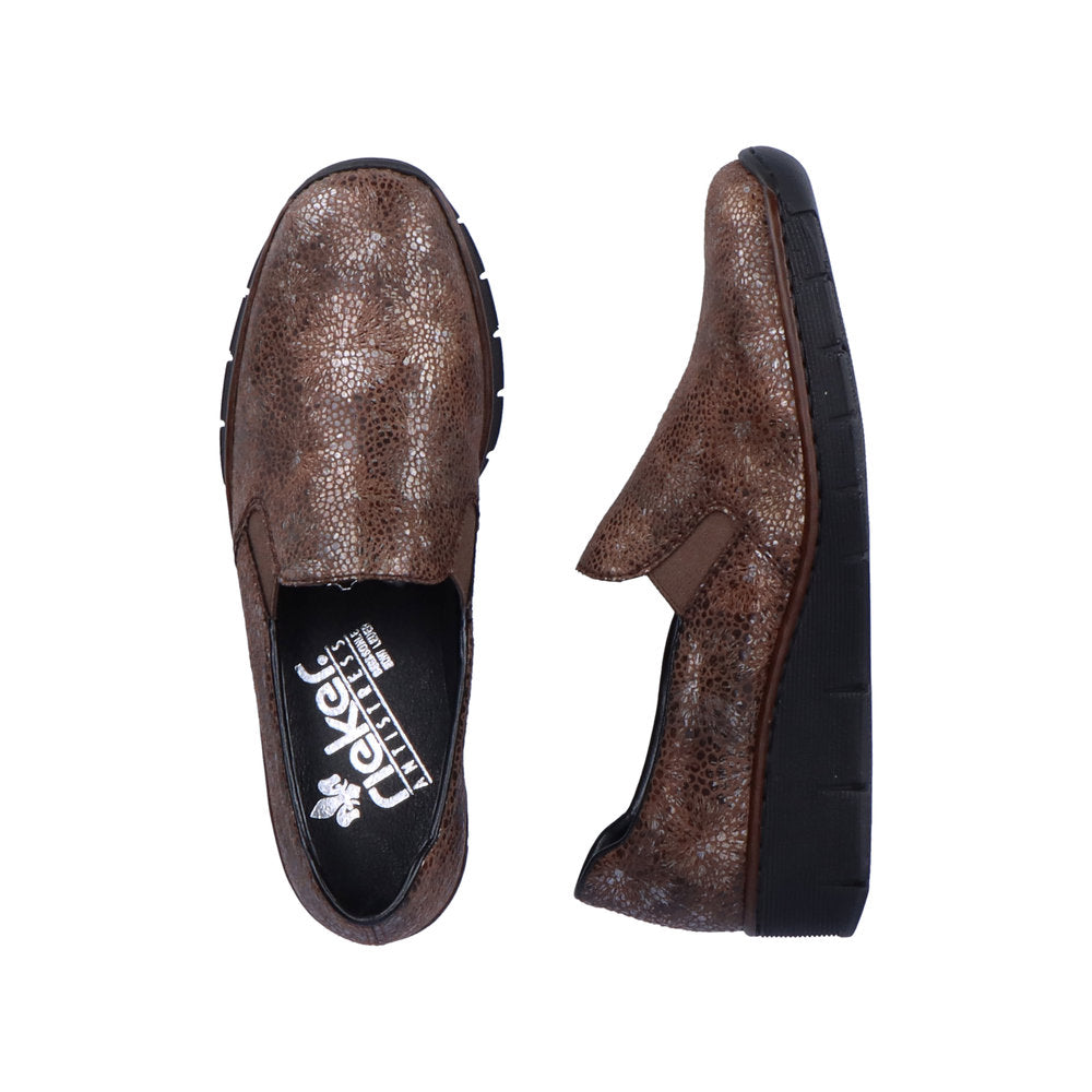 Rieker 53766-24 Brown Slip On Wedge Shoes