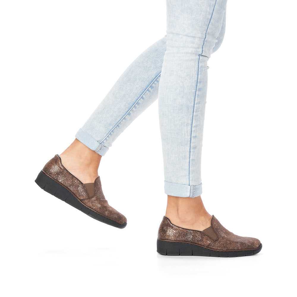 Rieker 53766-24 Brown Slip On Wedge Shoes