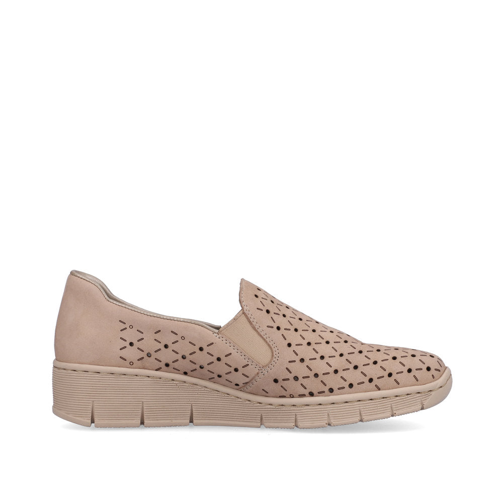 Rieker 53795-60 Beige Perforated Slip On Shoes