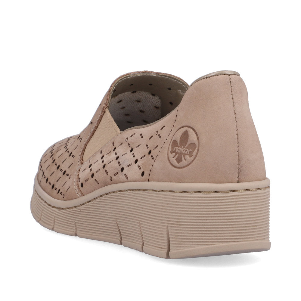 Rieker 53795-60 Beige Perforated Slip On Shoes