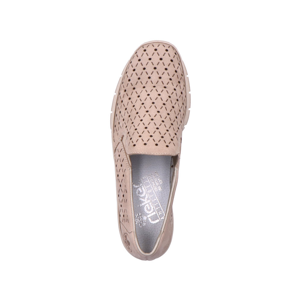 Rieker 53795-60 Beige Perforated Slip On Shoes