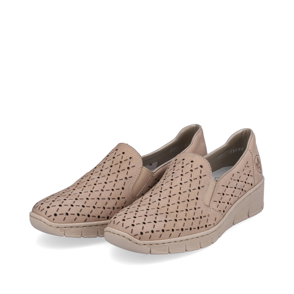 Rieker 53795-60 Beige Perforated Slip On Shoes