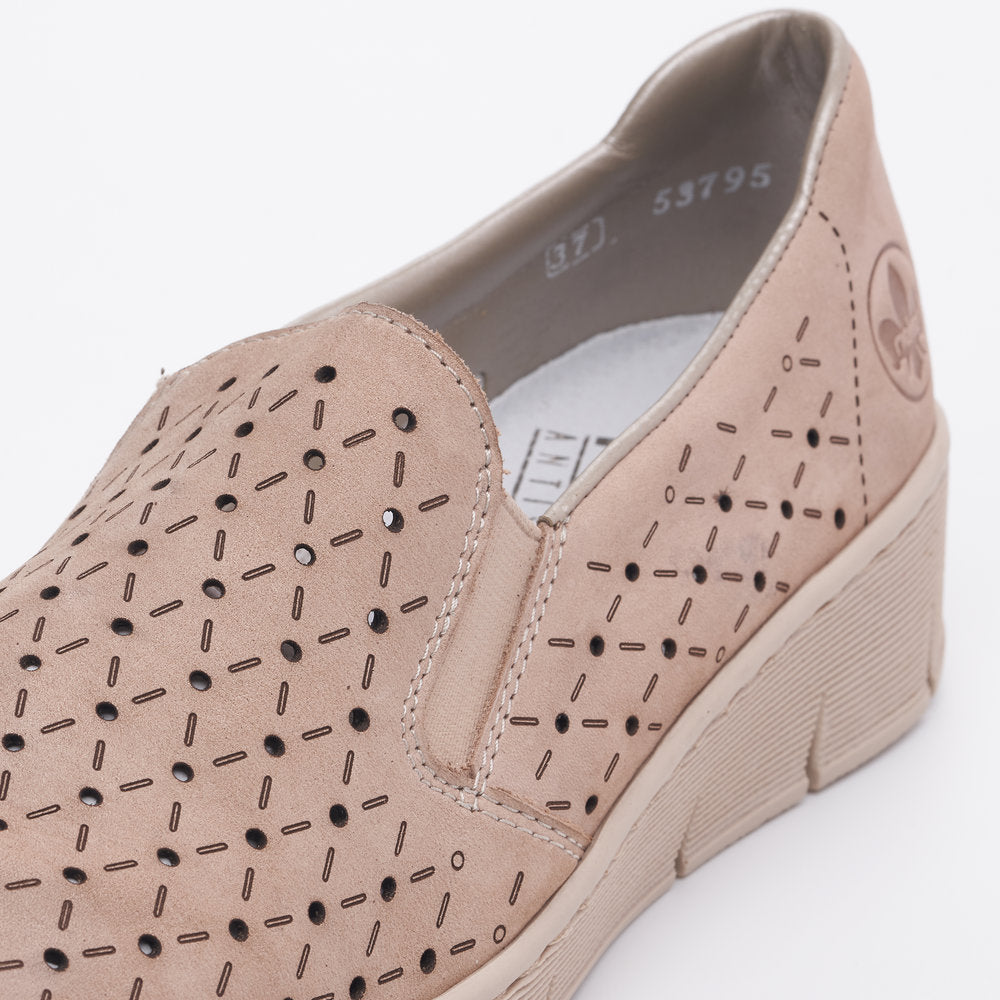 Rieker 53795-60 Beige Perforated Slip On Shoes