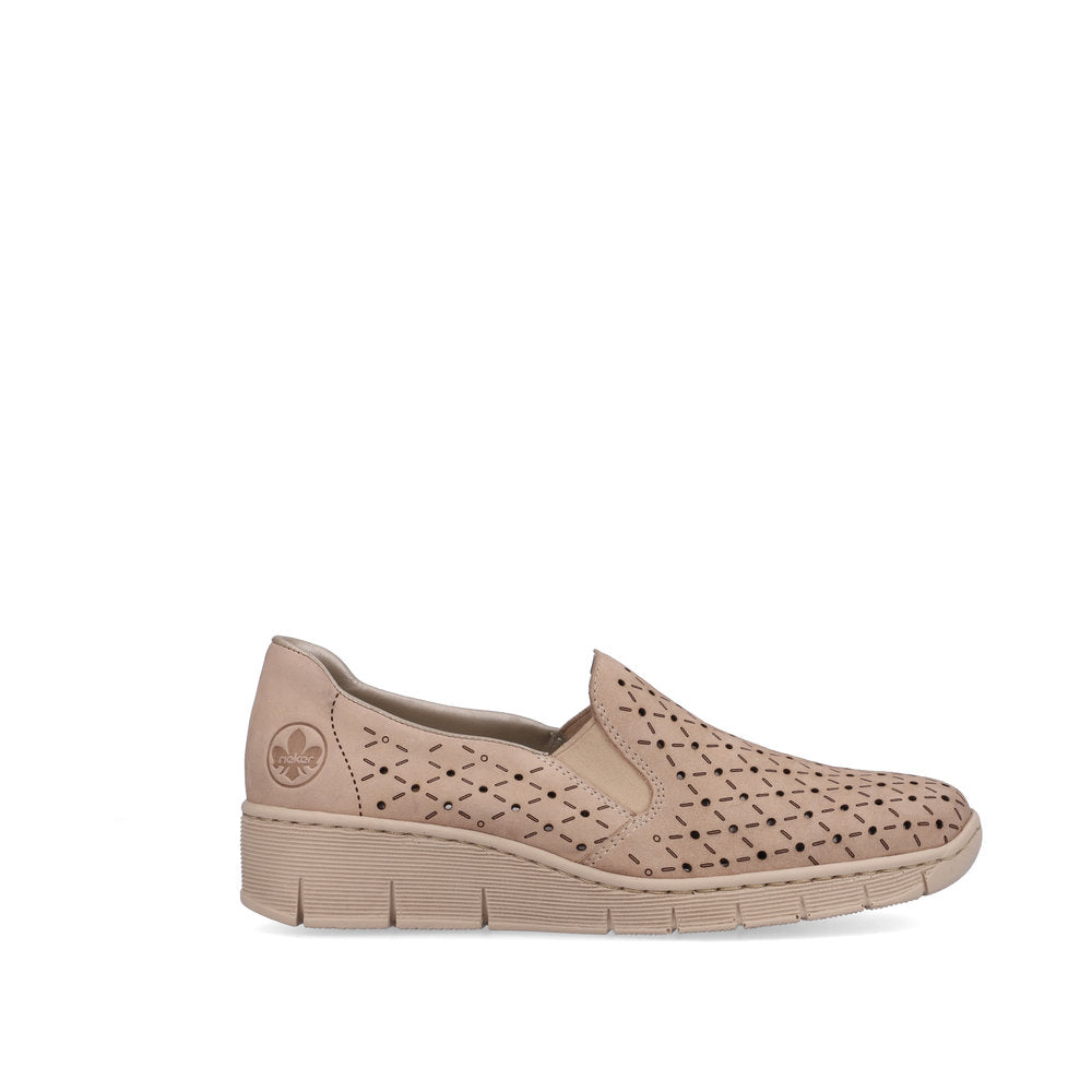 Rieker 53795-60 Beige Perforated Slip On Shoes