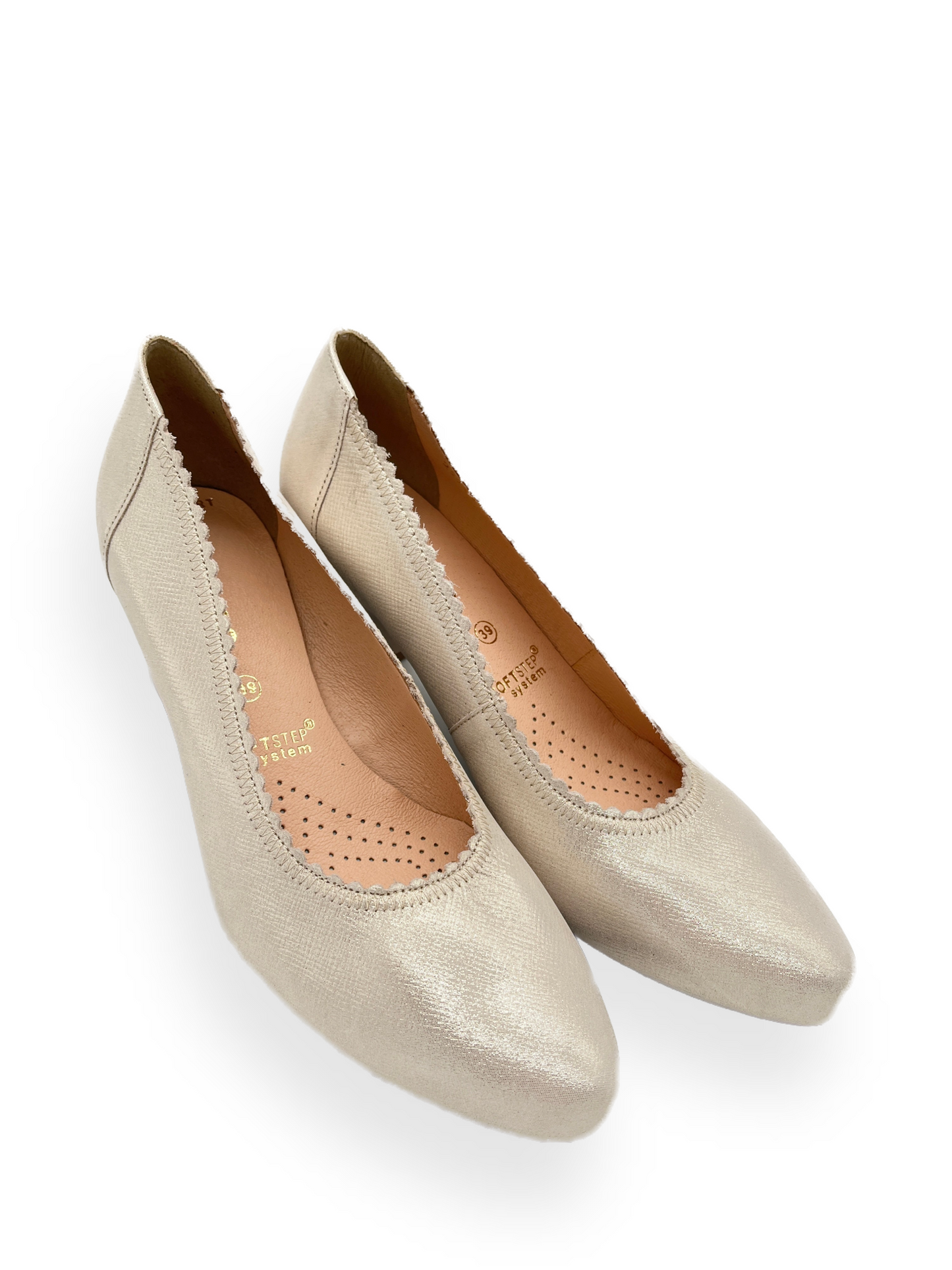 Bioeco by ARKA 5527 1097 Beige Sparkle Leather Court Shoes