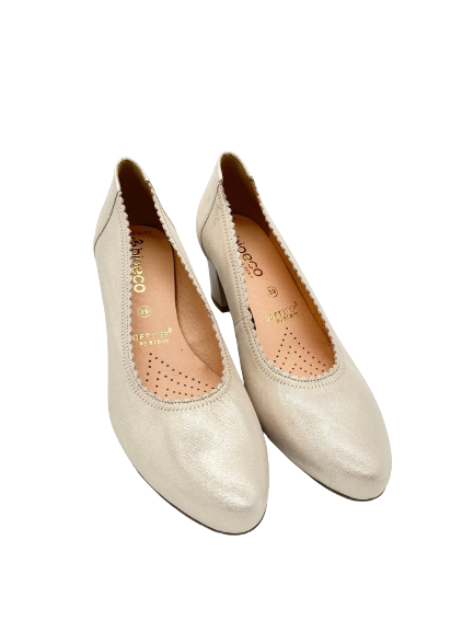 Bioeco by ARKA 5527 1097 Beige Sparkle Leather Court Shoes