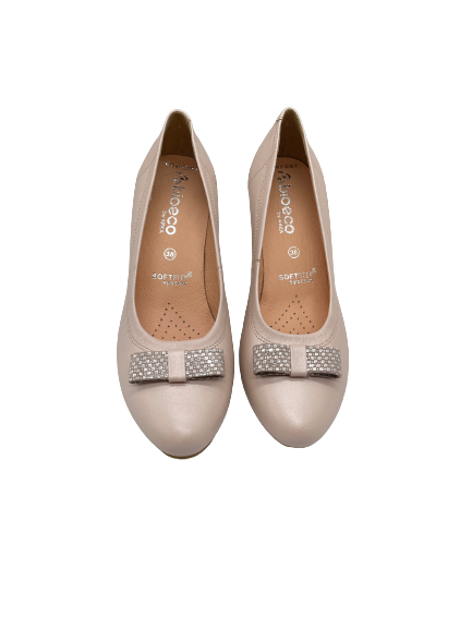 Bioeco by Arka 5856 2473+1733 Beige Leather Heels with Bow