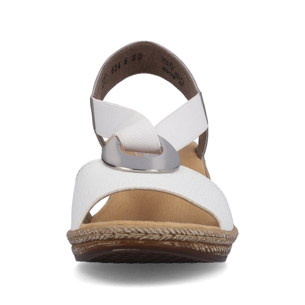 Rieker 624H6-80 White & Mint Green Wedges with Peep Toe & Slingback Strap