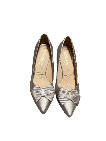 Bioeco by Arka 6250 2244 Gold Leather Heels with Bow