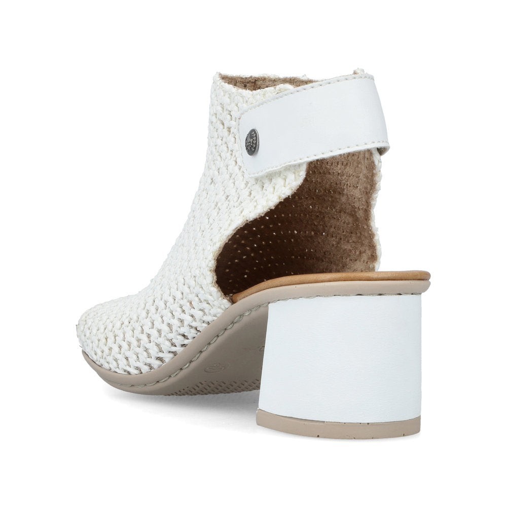 Rieker 64772-80 White Block Heel Open Toe Sandals