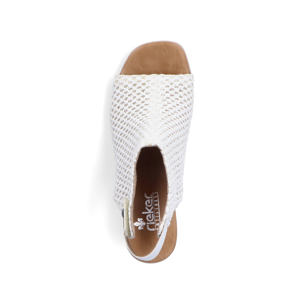 Rieker 64772-80 White Block Heel Open Toe Sandals