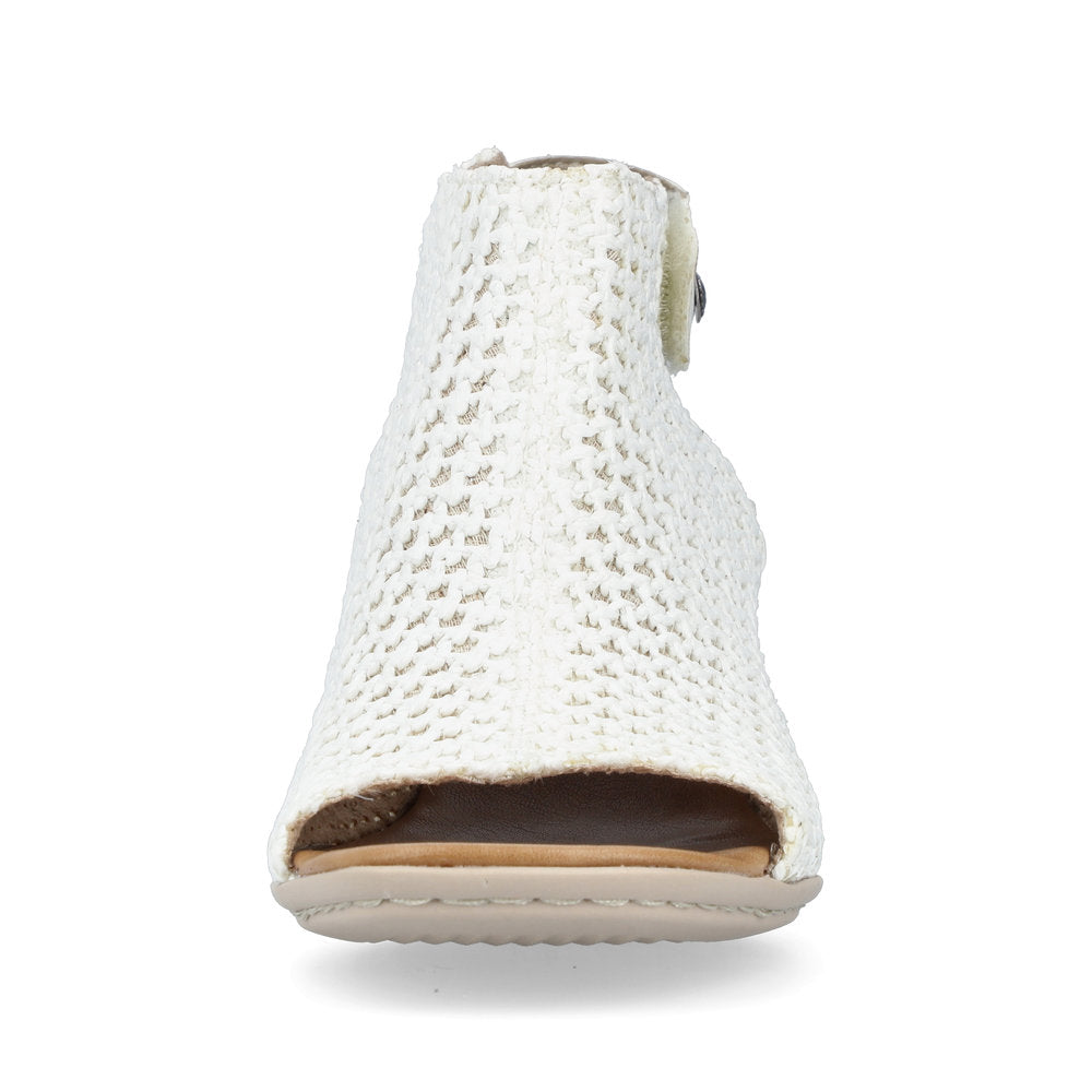 Rieker 64772-80 White Block Heel Open Toe Sandals