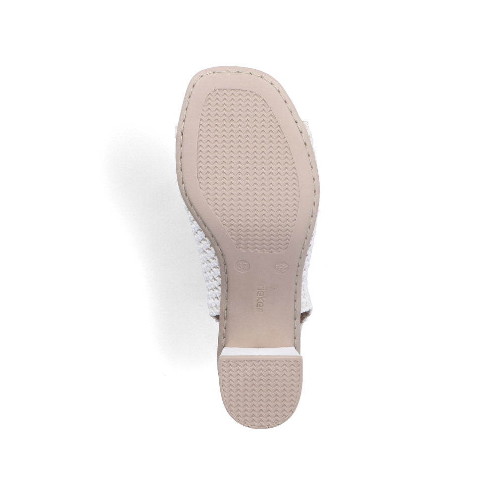 Rieker 64772-80 White Block Heel Open Toe Sandals