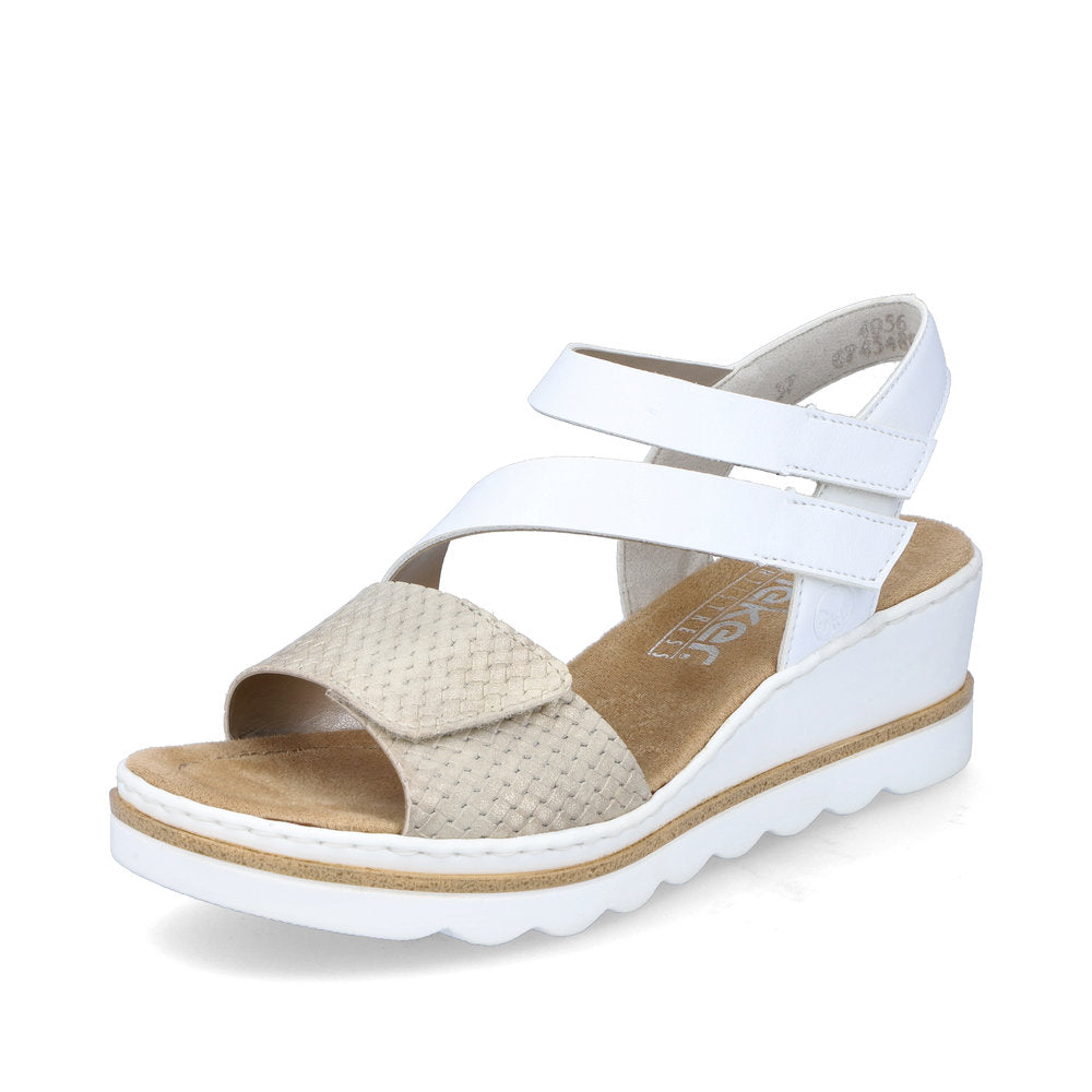 Rieker 67454-80 White Combi Velcro Sandals with Slingback