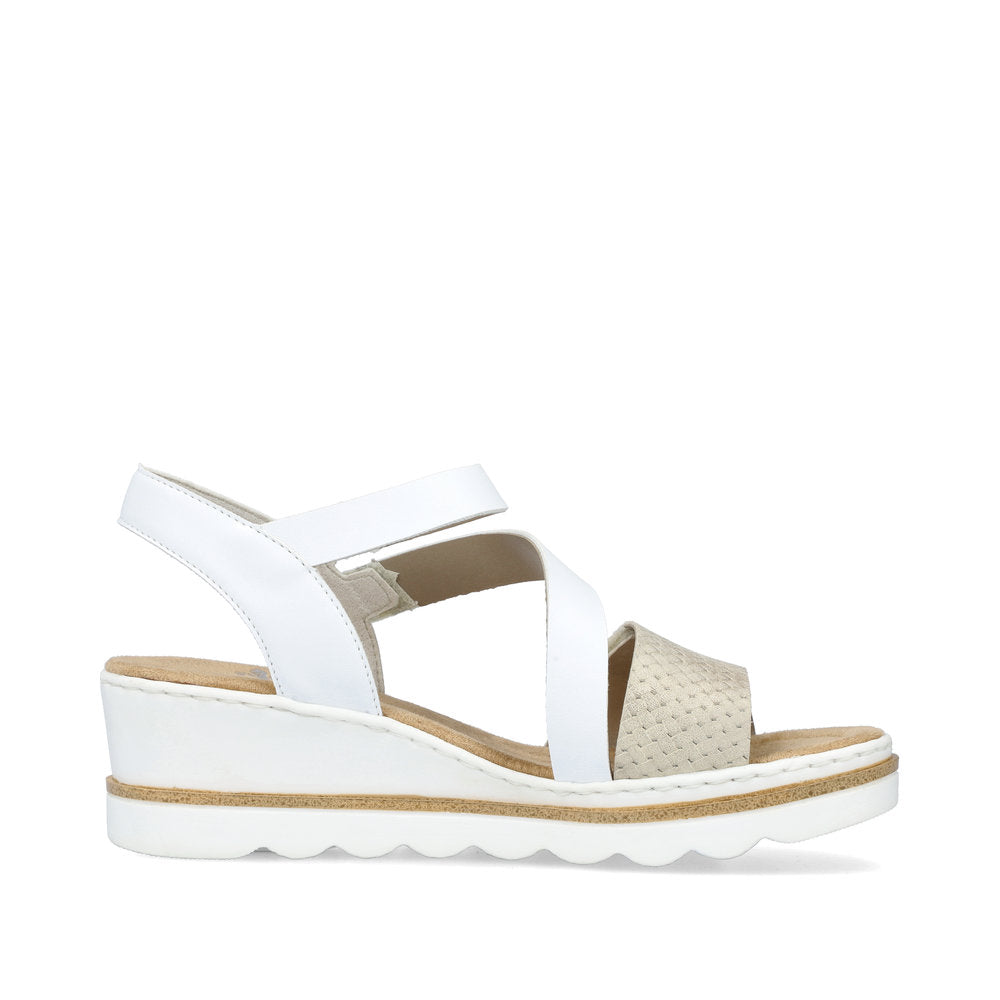 Rieker 67454-80 White Combi Velcro Sandals with Slingback