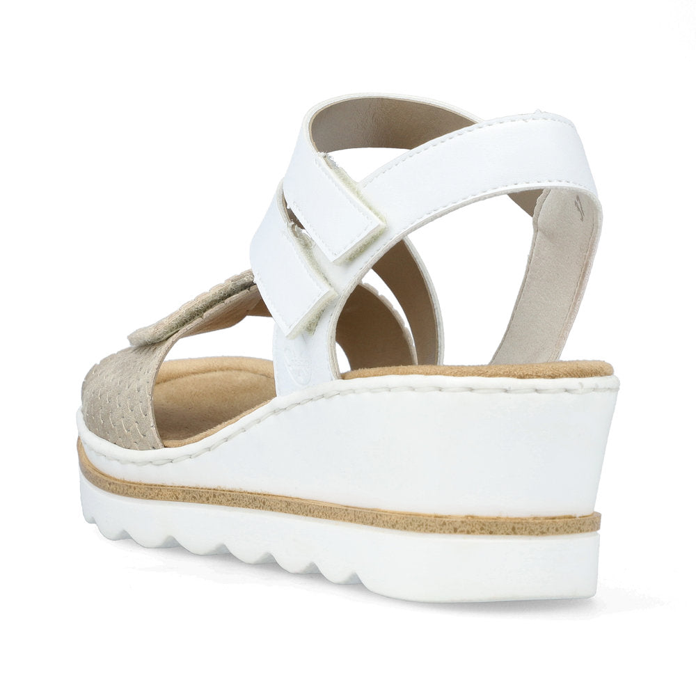Rieker 67454-80 White Combi Velcro Sandals with Slingback
