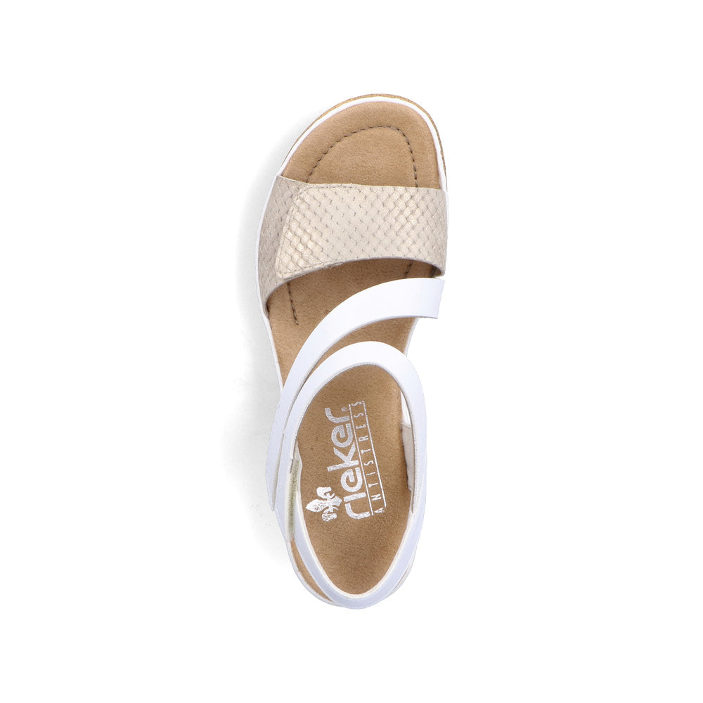 Rieker 67454-80 White Combi Velcro Sandals with Slingback