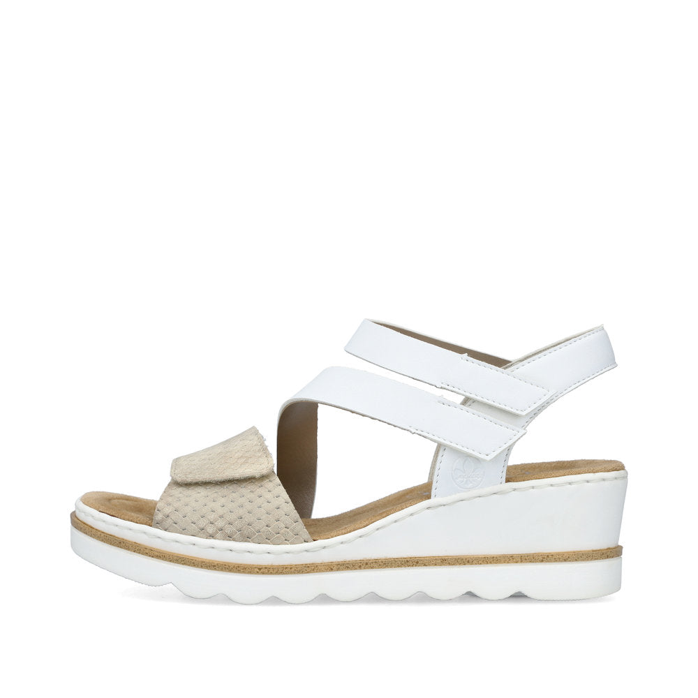 Rieker 67454-80 White Combi Velcro Sandals with Slingback
