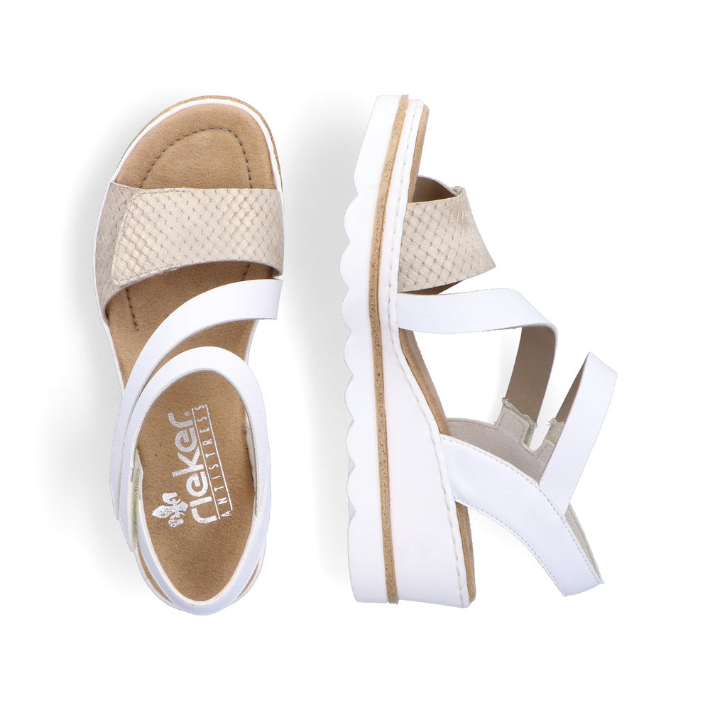 Rieker 67454-80 White Combi Velcro Sandals with Slingback