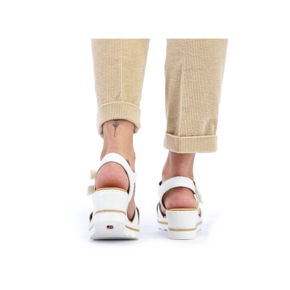 Rieker 67454-80 White Combi Velcro Sandals with Slingback