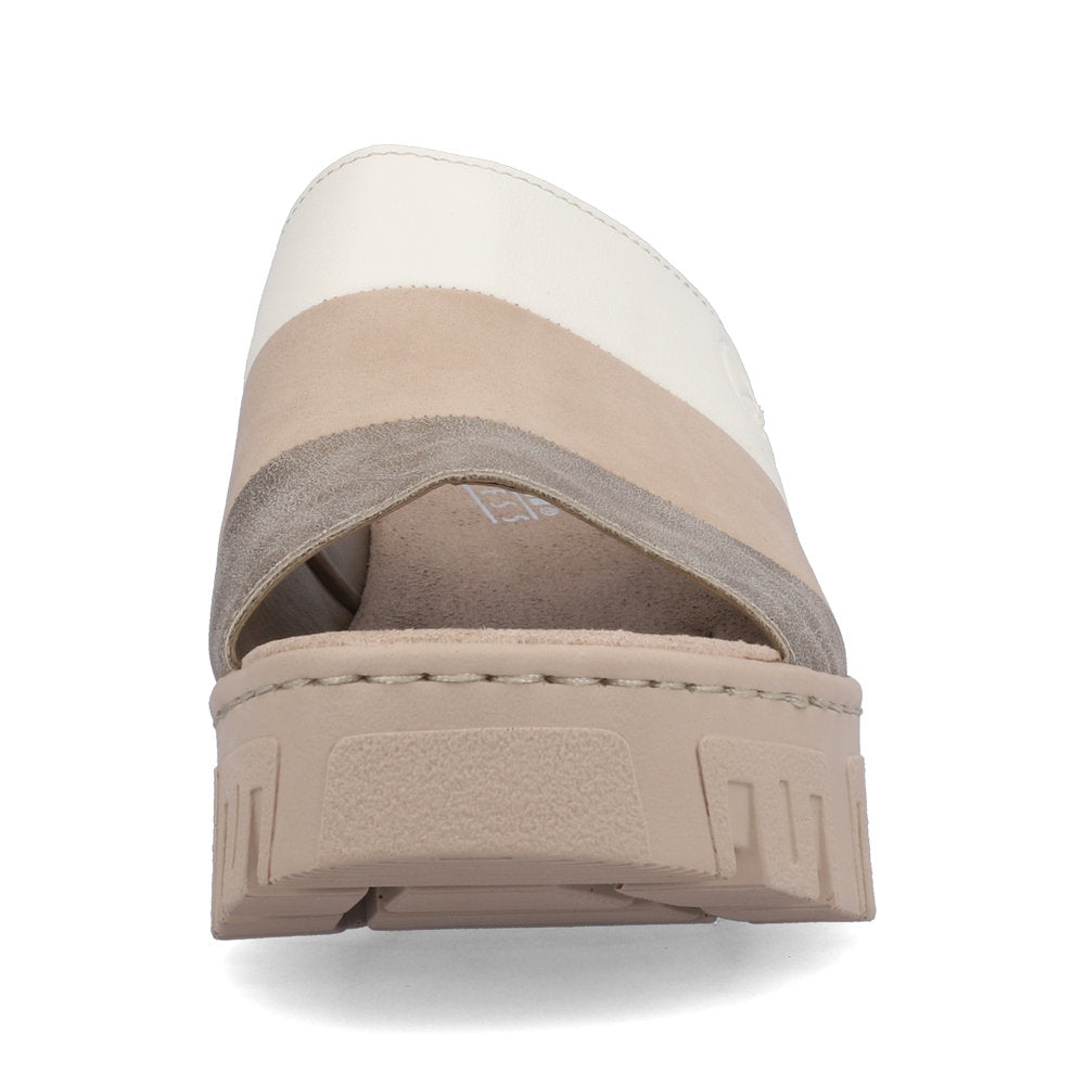 Rieker 68092-62 Beige Combi Slip On Wedge Heel Sandals