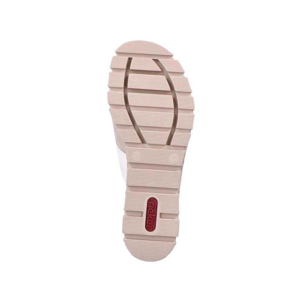 Rieker 68092-62 Beige Combi Slip On Wedge Heel Sandals