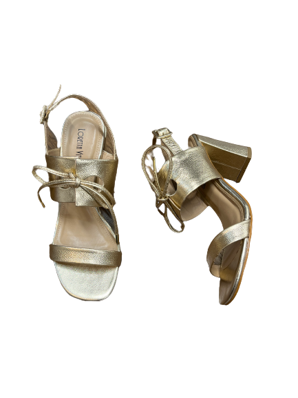 Loretta Vitale 68306 Gold Lace Block Heels