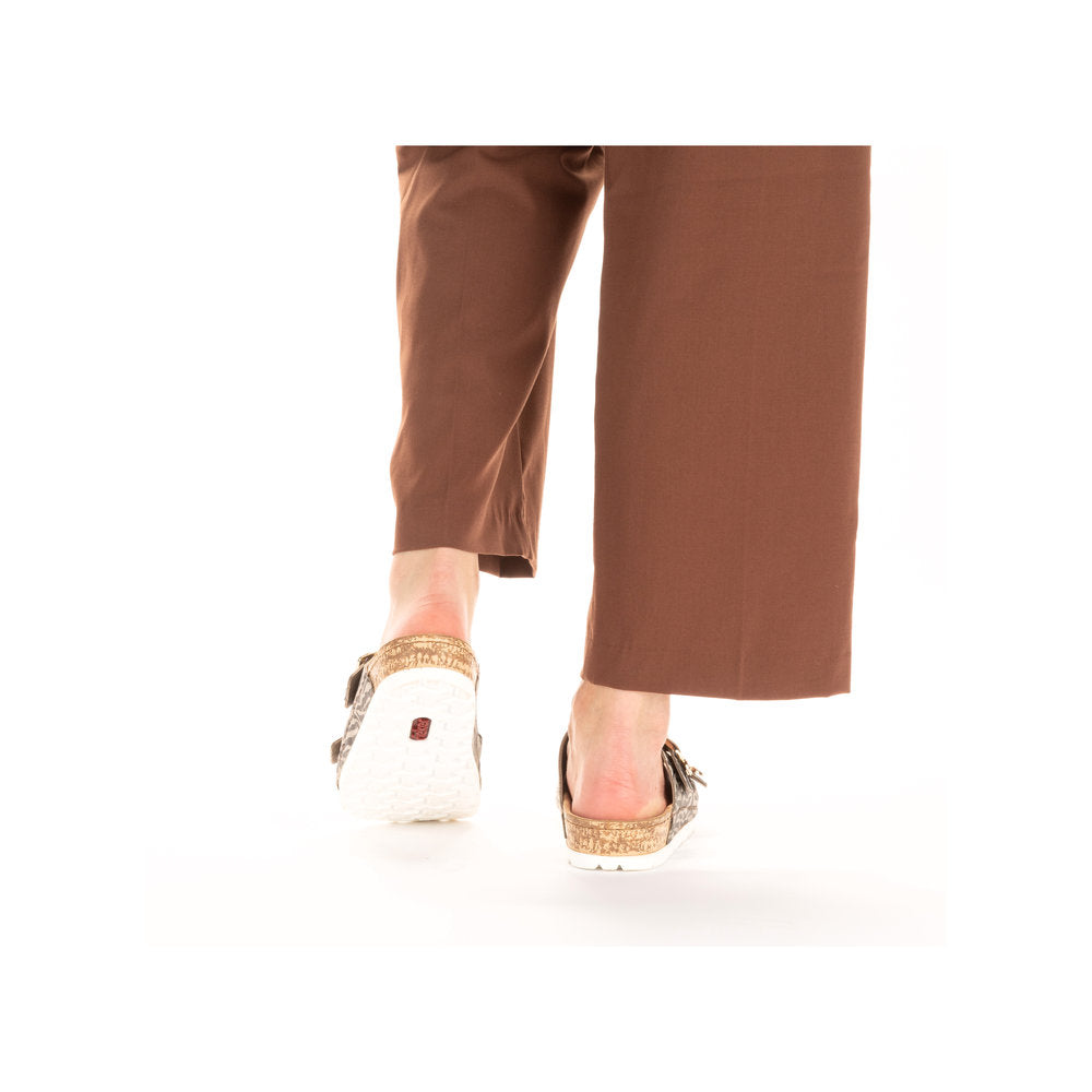 Rieker 69850-60 Black Beige Zebra Combi Slip On Sandals