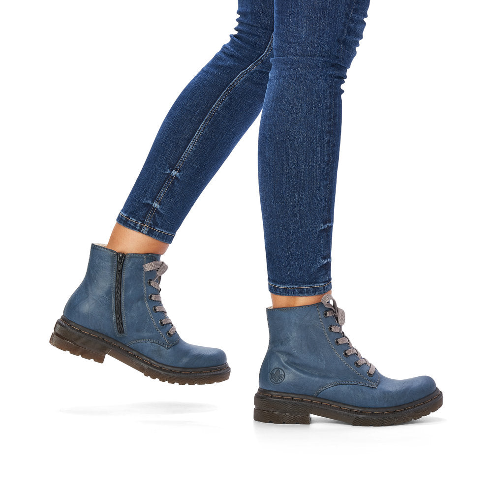 Rieker 78240-14 Royal Blue Boots with Grey Laces